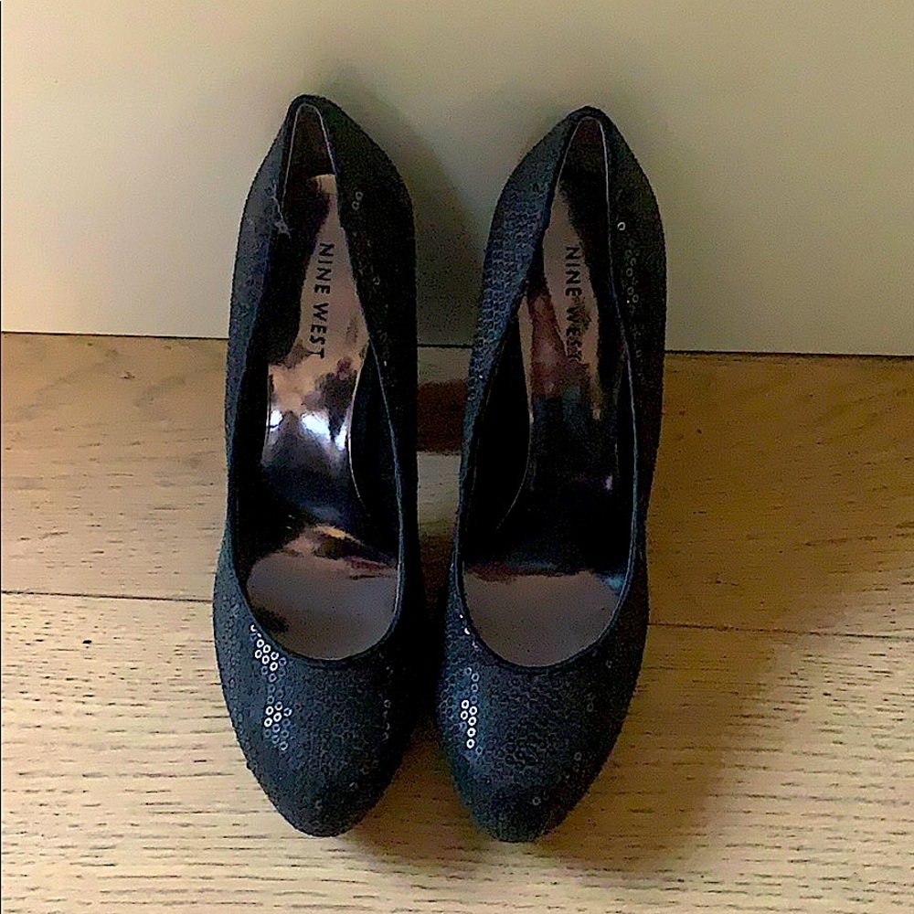 Nine West Block Heel Shinny Party Pumps